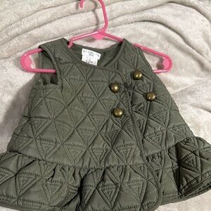 Olive Green Quilted Kids Vest